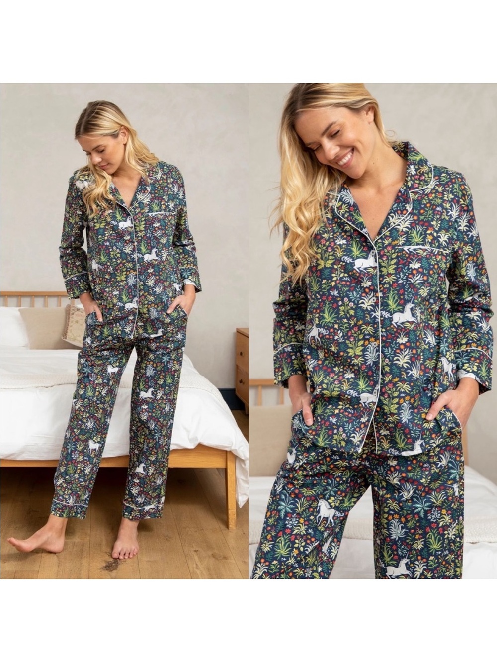 Printfresh - Unicorn's Garden Long Sleep Set - Indigo - Size L